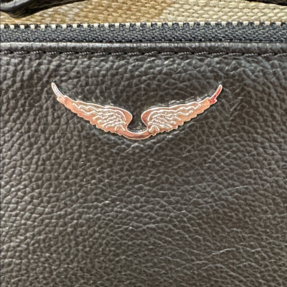 Zadig & Voltaire Noir Mini Uma Wings Leather Wristlet - Picture 3 of 9